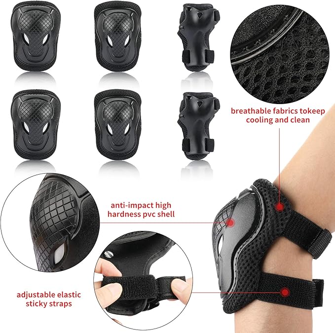 Kids Bike Skateboard Helmet Pad Set,Toddler Cyling Protective Gear Knee & Elbow Pads Wrist Guards for 5-8-10-12-14-16 Years Girls Boys Bicycle Scooter Roller Skate Inline Skating Rollerblading