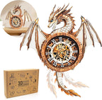 3D Puzzle for Adults Clock-Dragon Design Model Kit-Mechanical DIY Pendulum Clock with Roman Numerals-Desk Office Home Decor Personalized Gift for DIY Lovers