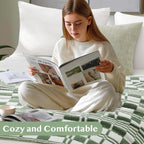 WRENSONGE Checkered Throw Blanket Olive Green Soft Cozy Fluffy Warm Hand Made Weave Throw Blankets for Couch, Sofa, Chair, Bed, Camping, Picnic, Travel Lightweight Bed Blanket - 60"*80"