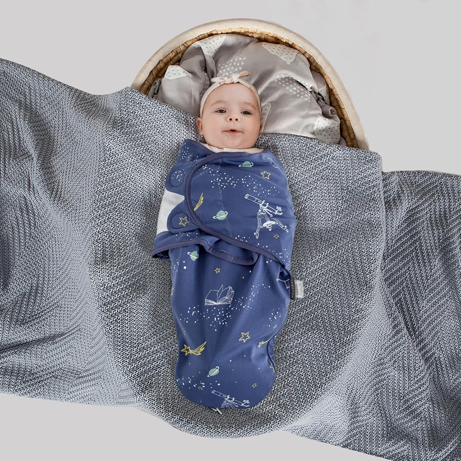 HOUSBAY Baby Swaddle Blanket Boy Girl,Super Soft Material Newborn Adjustable Swaddles for 0-3 Months,2-Way Zipper Sleep Sack 1 Pack