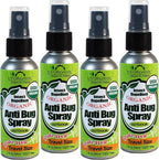 US Organic Mosquito Repellent Anti Bug Outdoor Pump Sprays, USDA Certification, Cruelty Free, Proven Results by Lab Testing, Deet-Free (2 oz - Extra Value 4 Pack)
