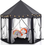 Monobeach Princess Tent Girls Black Large Playhouse Kids Castle Play Tent with Star Lights Gift Toy for Children Indoor and Outdoor Games