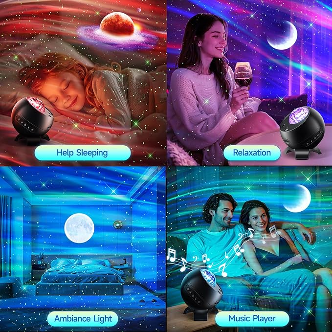 One Fire Northern Lights, 21Colors Galaxy Projector for Bedroom, 15White Noise&Bluetooth Star Projector Galaxy Lights, Remote Ceiling Projector,Aurora Light Projector Room Decor,Gifts for Kids,Adults