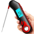 ThermoMaven Professional Meat Thermometer, Instant Read in 0.5 Sec, NIST Certified Accuracy ±0.5°F, IP67 Waterproof, Ambidextrous Backlight & Auto-Rotating Display, for BBQ/Grill/Cooking, Black&Red