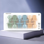 Baby Spoons and Forks Feeding Set, 6 Pack Silicone First Stage Self Feeding Toddler Utensils, BPA Free, Baby Led Weaning Supplies for Training Spoons