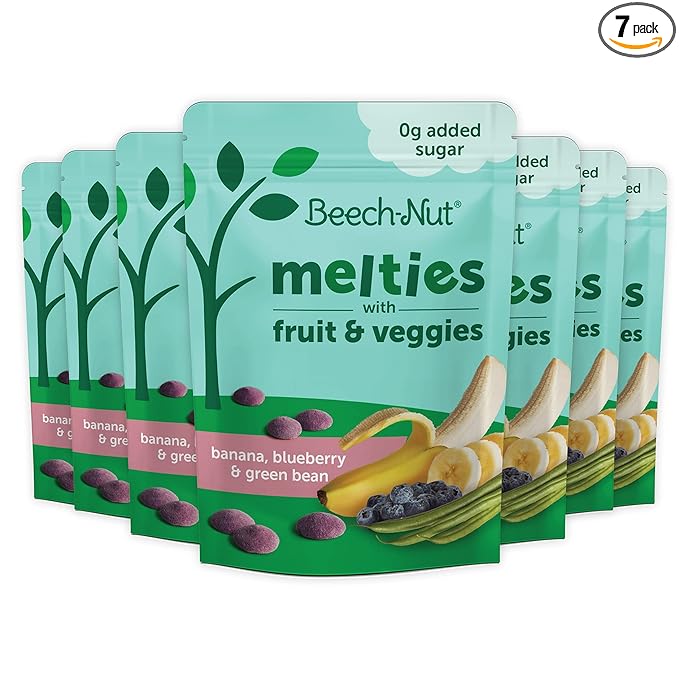 Beech-Nut Melties Baby & Toddler Snack Melts, Banana Blueberry Green Bean, 1 oz (7 Pack)