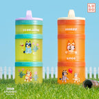 Whiskware Bluey Stackable Snack Containers for Babies, Toddlers, and Kids, Durable Food Storage Containers for Daycare, Car, and Airplane Travel, Formula Friendly, Bluey and Bingo (Pack of 2)