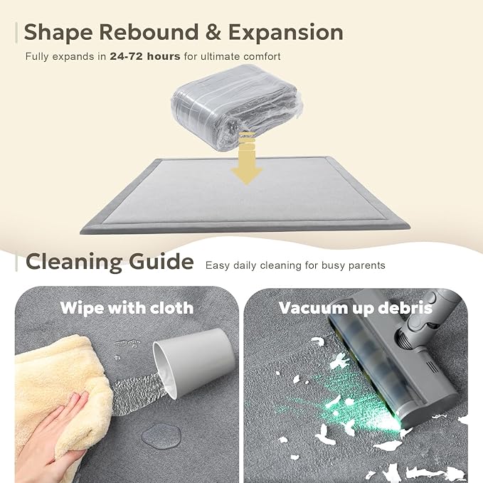 Large Thick 1.3" Thick Baby Play Mat for Floor, Padded Foam 79x71 Playpen Mat for Tummy Time, Soft Velvet for Babies, Toddlers, Infants, Kids, Baby-Safe & Non-Slip for Crawling, Gray