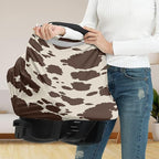 Binienty Baby Car Seat Covers Nursing Cover Soft Stretch Breastfeeding Scarf, Animal Brown Cow Stripe Print, Baby Infants Canopies