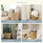 OrganiHaus Large Woven Baskets for Storage 15x18, Cotton Rope Baskets for Storage, Tall Blanket Basket for Living Room, Nursery Laundry Basket, Big Basket for Toys, Basket for Blankets, Honey