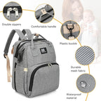 Diaper Bag Backpack with Changing Station – Large Waterproof Baby Bag for Moms & Dads, Pañaleras para Bebe, Multifunctional Diaper Backpack for Baby Girl, Travel Essentials (Gray)