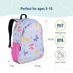 Wildkin 15-inch Kids Backpack – Durable, Padded, Adjustable for School & Travel - Butterfly Garden