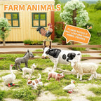 9PCS Realistic Farm Animal Toys for Toddlers, Educational Learning Plastic Farm Toy Animal Figure Set Playset Including Cow Sheep Pig Dog Figurines for Kid