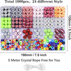 1000PCS Sports Ball Polymer Clay Beads Charms for Friendship Bracelets Making Kit Cute Fun Beads DIY Arts Crafts Birthday Gifts for Kids Girls Baseball Basketball Soccer Rugby Volleyball Football Bead