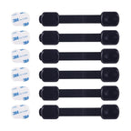 Child Safety Cabinet Locks (6 Pack) – Adjustable Baby Proofing Strap Latches with Strong 3M Adhesive – No Drill Childproof Locks for Drawers, Cabinets, Fridge, Door, Closet, Black