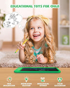 LCD Writing Tablet 10 Inch, Toys for 3 4 5 6 7 8 9 10 Year Old Boys Girls, Colorful Doodle Board Drawing Tablet, Gift for Boys Toddlers Age 3-12 Years, Memo Board, Drawing Pads with Lanyard (Green)