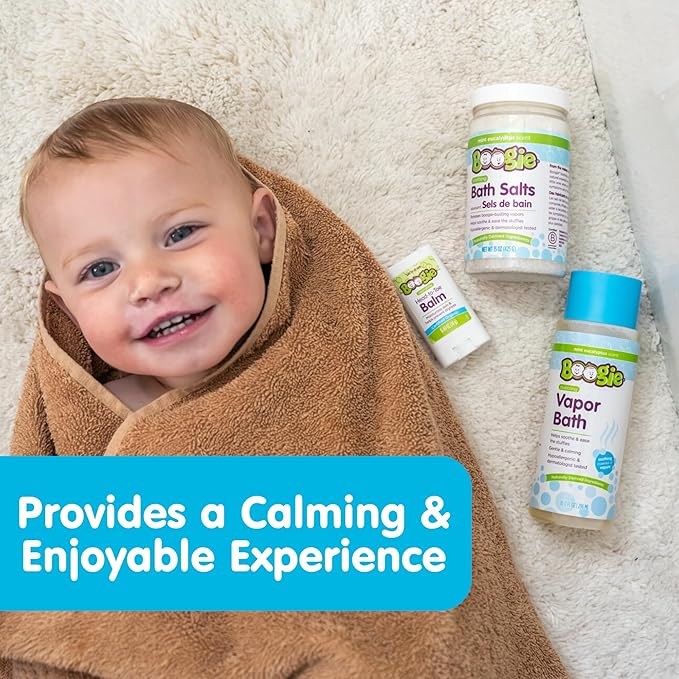 Boogie Spa Kit, Includes Boogie Kids Bath Salts, Eucalyptus, 15 oz (Pack of 1) Vapor Bath 10 Fl oz (Pack of 1) Chest Rub Stick 0.49 oz (Pack of 1)