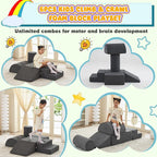 jela Foam Blocks 6Pcs Soft Play Equipment Luxury Miss Fabric, Toddler Climbing Toys Indoor Soft Play Climbing for Toddlers, Lightweight Climbing Blocks for Babies, Kids, Climb and Crawl Foam Playset