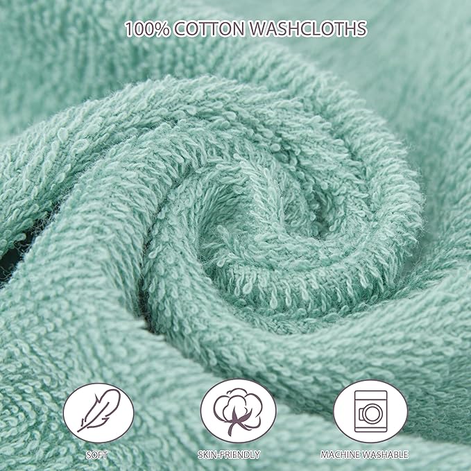 Baby Washcloths 6 Pack 100% Cotton Soft and Absorbent Terry 10" x 10" Wash Cloths Wipes for Face Hand Body Burp Rag with Sensitive Skin for Newborns Infants Toddlers