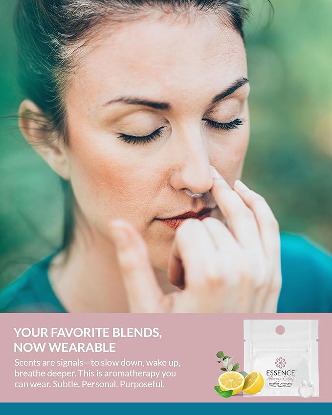 Essence Wearable Aromatherapy Nasal Diffuser – Allergy Relief Essential Oil Nose Ring – Personal Scent Clip for Travel, Work & Everyday Use – Made in USA