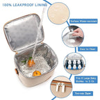 Breastmilk Cooler Bag with Ice Pack Fits 6 Baby Bottles Up to 5 Ounce, Baby Bottle Bag with Shoulder Strap for Nursing Mom Daycare, Cream