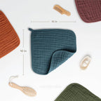 Comfy Cubs Muslin Baby Washcloths 10 Pack - Soft 6-Layer Cotton Wash Cloths for Sensitive Skin - 10"x10" Large, Gentle, Absorbent Infant Essentials for Newborn and Toddlers - Neptune