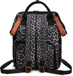 Wrangler Leopard Print Backpack Multifunction Baby Travel Bag with Changing Pad, Stroller Straps and Pacifier Case WG2204-91103LP-BK