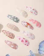 doboi 40Pcs Toddler Hair Clips Baby Girl Hair Bows Clips Floral Print Non Slip Wrapped Snap Heart shaped Hairpins Flower Clips for Hair Barrettes Hair Accessories for Baby Toddler Girls Kids