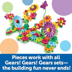 Learning Resources Gears! Gears! Gears! Build & Bloom Building Set - 116 Pieces, Ages 4+, STEM Activities, Fine Motor Skills, Toddler Explorer Kit, Science and Construction