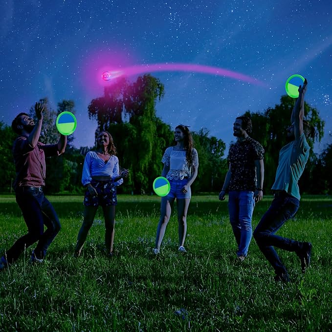 Ayeboovi Kids Outdoor Beach Pool Toys Toss and Catch Ball Set Upgraded Light UP Ball Yard Lawn Games for 3-10 Years Boys Girls Toddlers Easter Basket Stuffers-Green