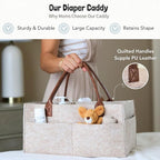 Lily Miles Baby Diaper Caddy Organizer, Nursery Storage Basket for Newborn Essentials, Neutral Gift for Baby Shower, Registry Must-Have, Car Organizer for Diapers and Wipes - Sand, Large