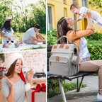 Diaper Bag Backpack with Changing Station, Large Diaper Bag For Boys And Girls, Multifunctional Waterproof Travel Diaper Backpack, Baby Bag with USB Charging Port for Moms Dads, grey