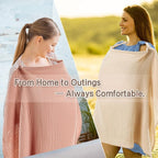 2 Pack Nursing Covers 100% Cotton Breastfeeding Cover Privacy Muslin Full Coverage Nursing Scarf Gift Box (Linen & Dusty Pink)