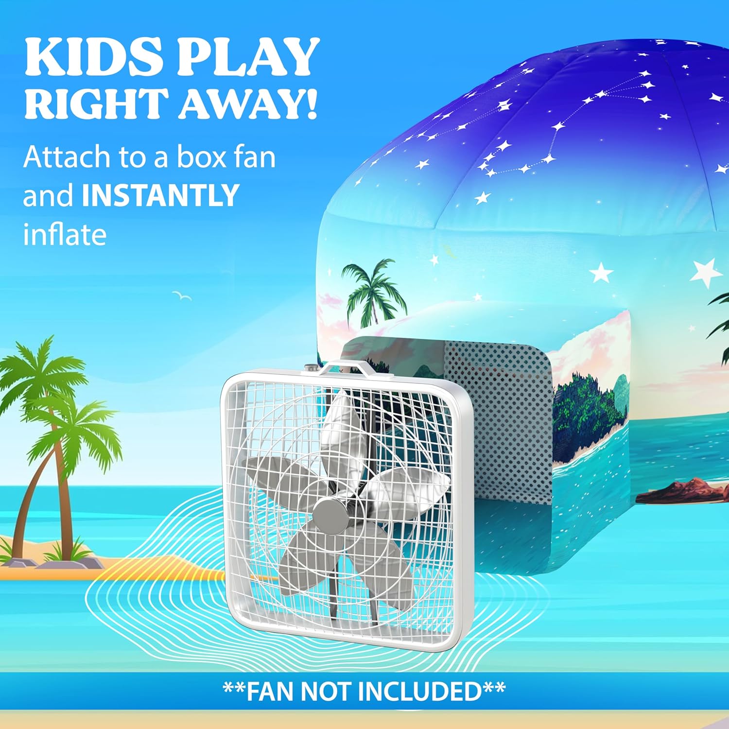 W&O Starlit Oasis with LED Lights & Sound – Glow-in-The-Dark Constellations for an Enchanting Stargazing Adventure – for Kids Ages 3-12 (Fan Not Included)