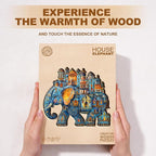 Jigfoxy Wooden Puzzles for Adults, Elephant House Wood Puzzles Adult, Unique Animal Shape Wooden Jigsaw Puzzles for Adults, Birthday Gifts for Puzzle Lovers, Family, Friend (S-8.5 * 7.4in-100pcs)