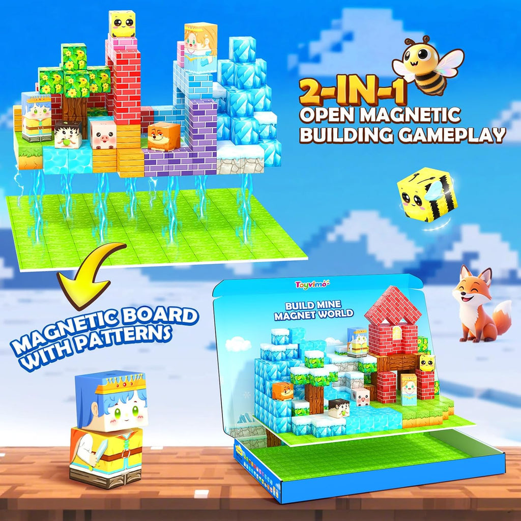 Magnetic Blocks 150PCS Magnet Building Blocks Girls Boys Toys Ages 3-5 6-8 10-12 STEM Building Kids Toys, Build Mine Magnet World Educational Gift for Boys and Girls Ages 3+