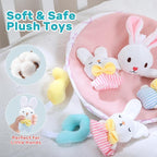 Baby Crib Mobile for Girls with Music, Lights & Projection, Adjustable Volume, 360° Rotating Plush Crib Toys with Detachable Musical Box, Hanging Mobile for Crib, Nursery Decor