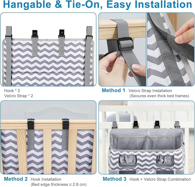 Accmor Changing Table Diaper Organizer, Hanging Diaper Caddy Organizer Stacker for Cribs Changing Table Playard Wall Baby Essentials Storage, Stripe