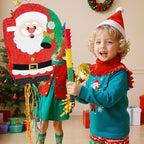 WERNNSAI Christmas Piata Large Pull String With Blindfold Bat - Cute Santa for Party Games, Red Decorations 16.5" x 12.4" - Gifts for Kids