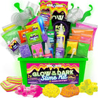 Original Stationery Tropical Glow in The Dark Slime Kit - Multicolor - for Girls & Boys Ages 7 Years and Up - Includes Glow Powder, Foam Beads & Glitter for Neon, Crunchy & Jelly Cube Slimes