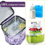 Breastmilk Bag with Ice Pack Fits 4 Bottles Up To 9 Ounce Insulated Breast Milk Cooler on the Go with Strap Baby Bottle Cooler Bag for Nursing Mom Daycare or Travel