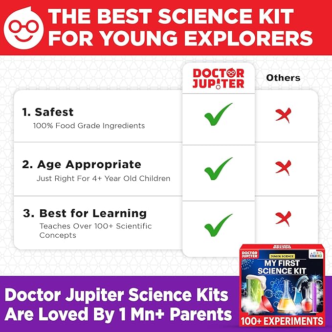 Doctor Jupiter My First Science Kit for Kids Ages 4-5-6-7-8 | Birthday Gift Ideas for 4+ Year Old Boys & Girls | Toy Stem Kit with 100+ Experiments | Learning & Educational Projects