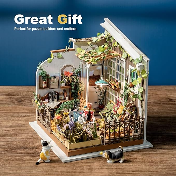 Rolife DIY Miniature House Kit Miller's Garden, Tiny House Kit for Adults to Build, Mini House Making Kit with Furnitures, Halloween/Christmas Decorations/Gifts for Family Friends (Miller's Garden)