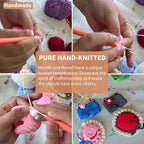 Handmade 17cm Doll Clothes - Purely Hand Crocheted Overalls Hat & Heart-Shaped Bag, Easy Put On, No Doll, 17cm Doll Accessories for Gifts