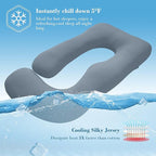 Cute Castle Cooling Cover Pregnancy Pillows, Soft U-Shape Maternity Pillow with Removable Cover - Full Body Pillows for Adults Sleeping - Pregnancy Must Haves - Jumbo 57 Inch - Grey