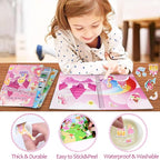 Jelly Sticker Books for Toddlers 2-4 Travel Essentials, Reusable Sticker Book + 8 Scenes + 2 Matching Games + 51 Large Princess Stickers for 1-3 Toddler Activities (Wonderland)