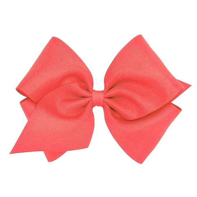 Wee Ones Girls' Plain Wrap Classic Grosgrain Hair Bows on a WeeStay No-Slip Hair Clip, Handmade, Mini King, Watermelon