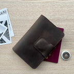 Passport Holder Compatible with AirTag Family Passport Holder Wallet for 2, 3, 4 Made from Premium Full Grain Leather and Wool Felt Brown Color. CITYSHEEP