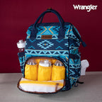 Wrangler Diaper Bag Backpack Aztec Travel Backpack Purses Western Multi-Function Baby Bags for Mom with Waterproof Insulated Pockets