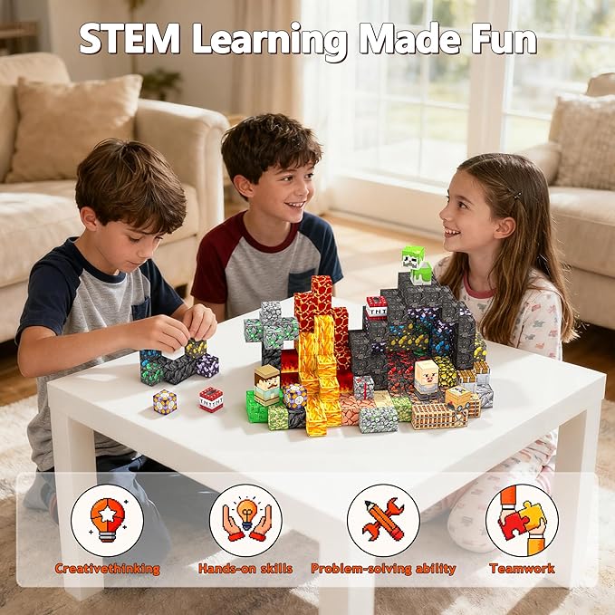 Magnetic Building Blocks 200PCS, STEM Toys Educational Magnet Cubes, Learning Sensory Toys for Kids Ages 4-12, Birthday Gifts for Boys & Girls